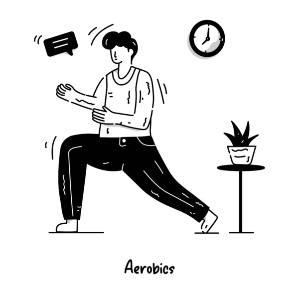 Vector Illustration Man Doing Aerobics — Vettoriale Stock