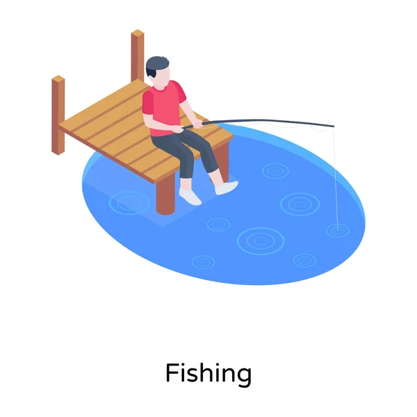 Halászat Rajzfilm Vektor Illusztráció — Stock Vector