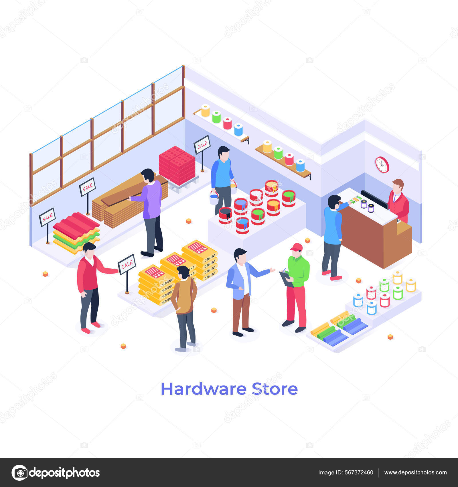 Hardware Store Cartoon Vector Illustration Stock Vector Image by