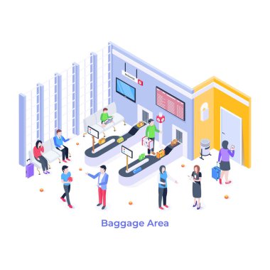 Bagaj Alanı çizgi filmi, vektör illüstrasyonu