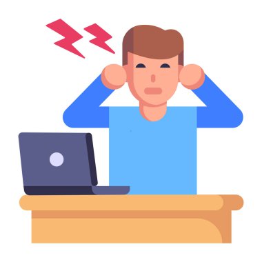 Dizüstü bilgisayarı olan adam, vektör çizimi