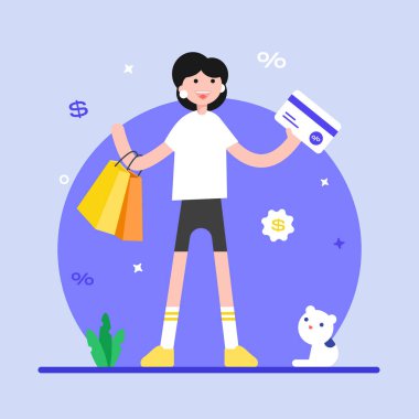 Card Payment cartoon, vector illustration