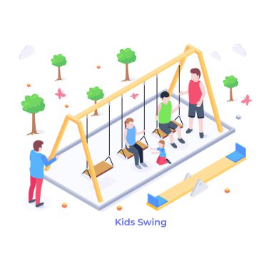Çocuk Swing çizgi filmi, vektör illüstrasyonu