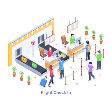 vector illustration design of flight check in