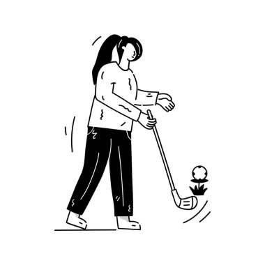 Golf oynayan kadın, illüstrasyon