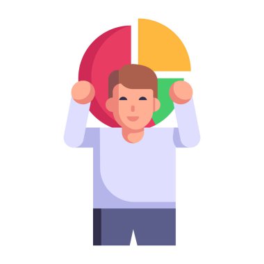 Girişimci karikatürü, vektör illüstrasyonu