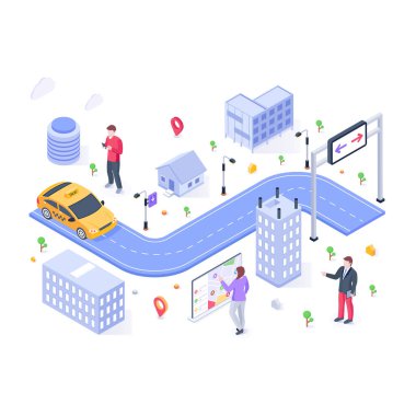 Taksi servisinin izometrik çizimi