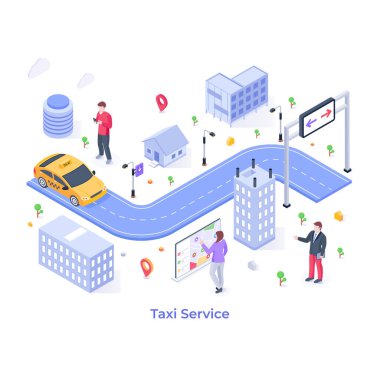 Taksi servisinin izometrik çizimi