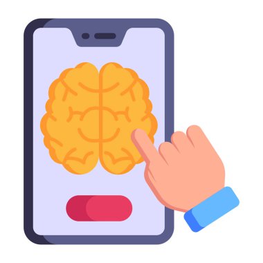 Mobil Psikoloji karikatürü, vektör illüstrasyonu