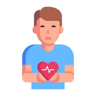 Kalp atış ikonu olan adam, vektör illüstrasyon tasarımı