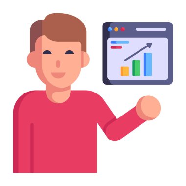 businessman with graph icon, vector illustration