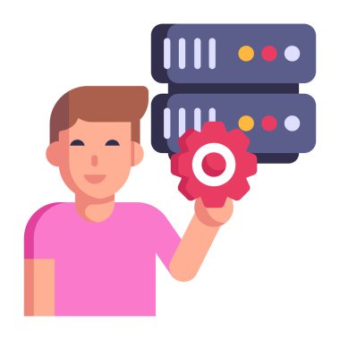 Veritabanı Ayarlama karikatürü, vektör illüstrasyonu