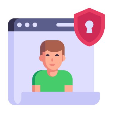 Güvenli Profil karikatürü, vektör illüstrasyonu