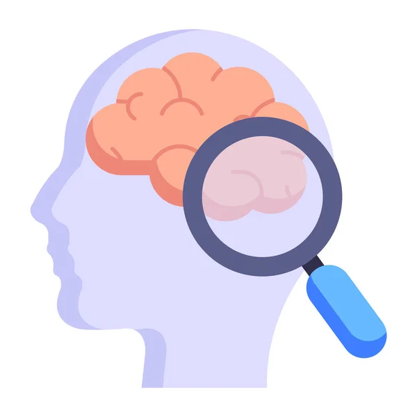 Human Brain Magnifying Glass Vector Illustration — Wektor stockowy