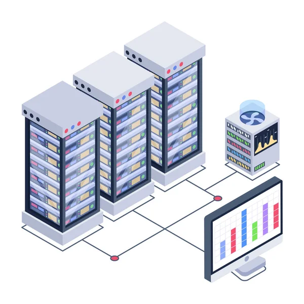Server Room Icon Database Concept Vector Illustration Design — Stockvektor