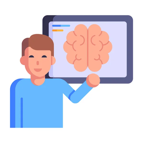 Man Brain Screen Vector Illustration — Stockový vektor