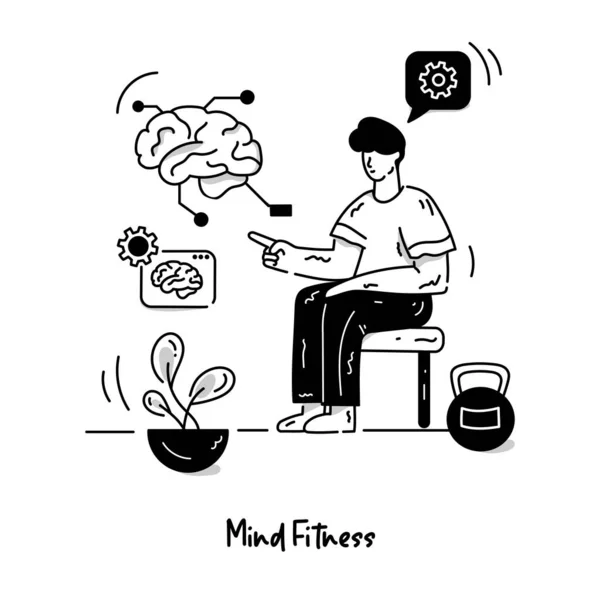 Man Brain Icon Mind Fitness Vector Illustration — Image vectorielle