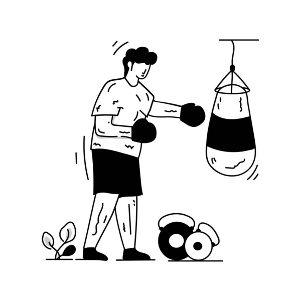 Vector Illustration Man Boxing Training — Διανυσματικό Αρχείο
