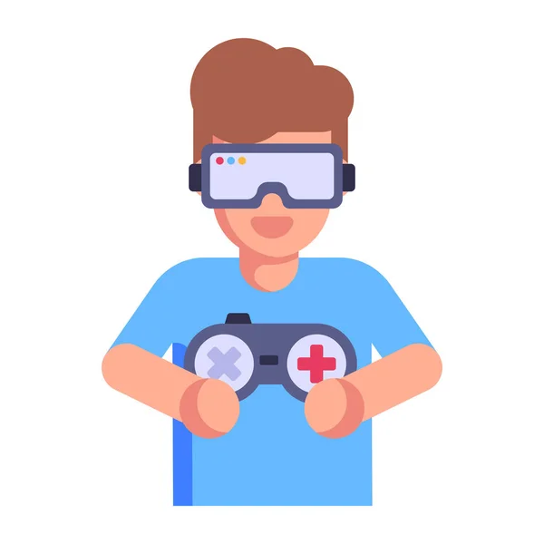 Man Virtual Reality Glasses Game Joystick Vector Illustration Design — Stockvektor
