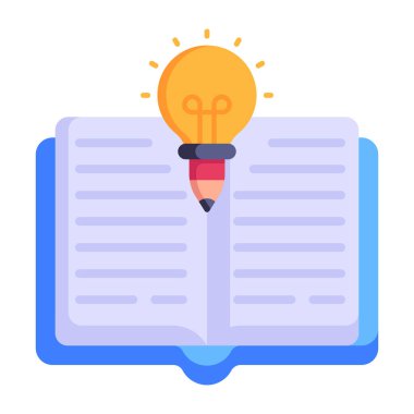 Kitap ve ampul. Web simgesi basit illüstrasyon