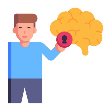 Beyni kilitlenmiş adam, vektör illüstrasyonu