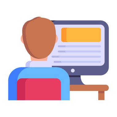 adam bilgisayarda çalışıyor, vektör illüstrasyonu