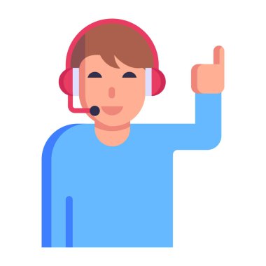 Kulaklık, vektör illüstrasyon tasarımı ile çağrı merkezi operatörünün simgesi