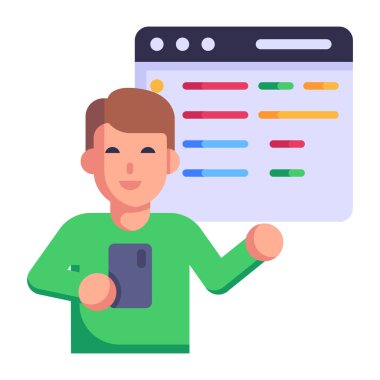 Web Kullanıcı karikatürü, vektör illüstrasyonu