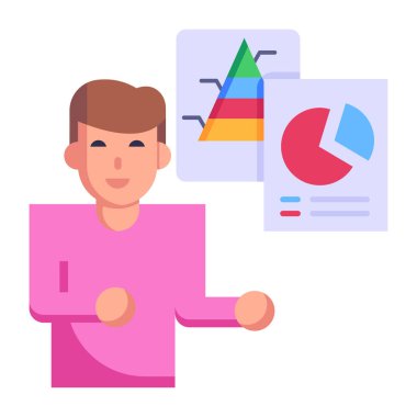 Çizelgeleri olan genç bir adam.