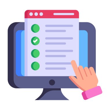 Çevrimiçi Test karikatürü, vektör illüstrasyonu