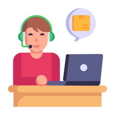 Kulaklık, vektör illüstrasyon tasarımı ile çağrı merkezi operatörünün simgesi