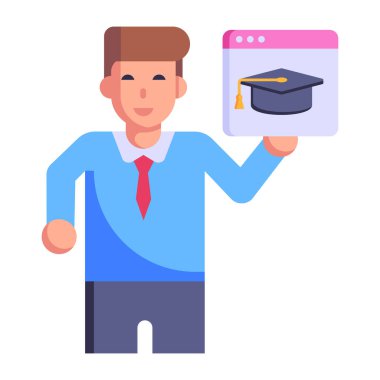 Eğitim Web sitesi karikatürü, vektör illüstrasyonu