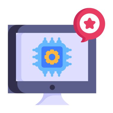 İşlemci karikatürü, vektör illüstrasyonu