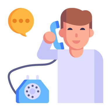 Telefon konuşması çizgi film, vektör illüstrasyonu