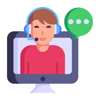 Kulaklık, vektör illüstrasyon tasarımı ile çağrı merkezi operatörünün simgesi