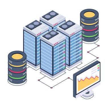 sunucu odası simgesi, veritabanı konsepti, vektör illüstrasyon tasarımı