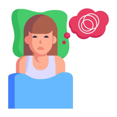 Uykusuzluk karikatürü, vektör çizimi