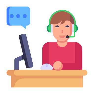 Kulaklık, vektör illüstrasyon tasarımı ile çağrı merkezi operatörünün simgesi