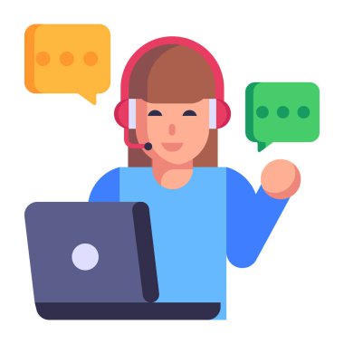 Kulaklık, vektör illüstrasyon tasarımı ile çağrı merkezi operatörünün simgesi