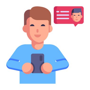 Mobil Sohbet karikatürü, vektör illüstrasyonu