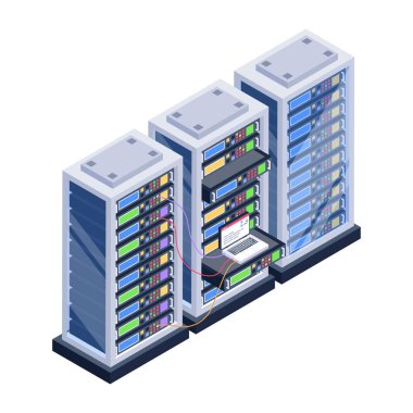 sunucu odası simgesi, veritabanı konsepti, vektör illüstrasyon tasarımı