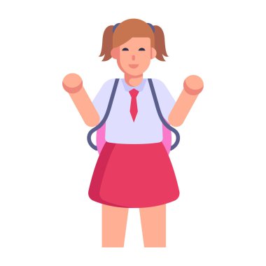 Liseli Kız çizgi filmi, vektör illüstrasyonu