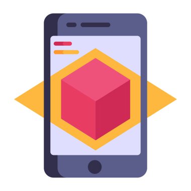 küp simgesi, vektör illüstrasyonlu akıllı telefon