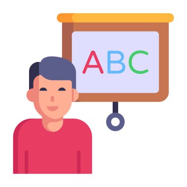 student with alphabet icon