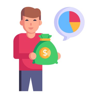 Para çantası vektör illüstrasyon tasarımı ile iş adamı