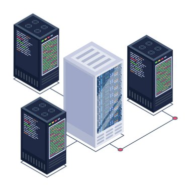 sunucu odası simgesi, veritabanı konsepti, vektör illüstrasyon tasarımı