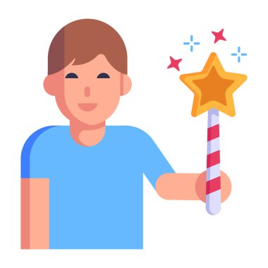 Yıldız simgesi olan çocuk, illüstrasyon