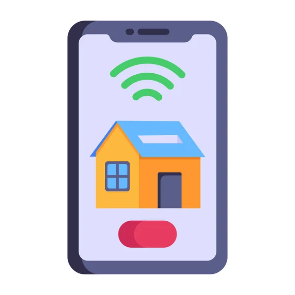 Mobile Application House Icon Smartphone Vector Flat Color Icon — Stok Vektör