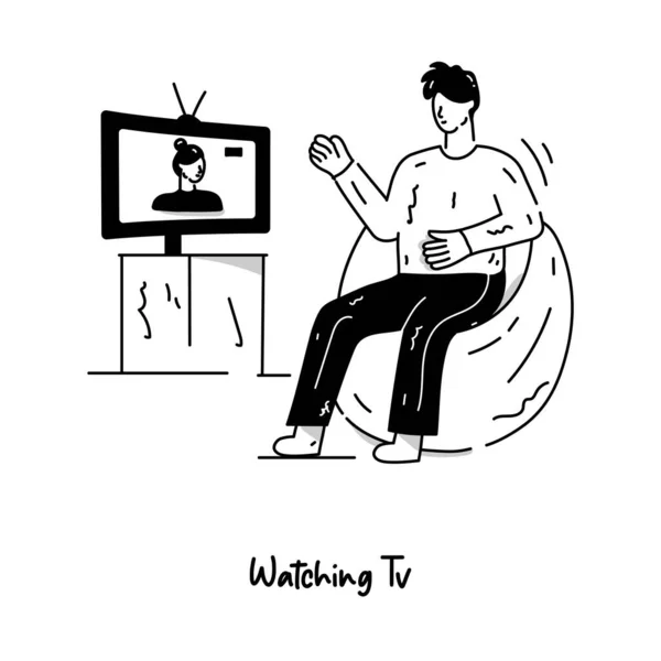 Watching Cartoon Vector Illustration — Stock Vector