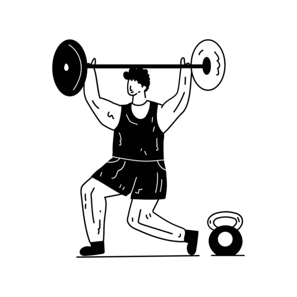 Man Dumbbell Cartoon Icon — Stock Vector